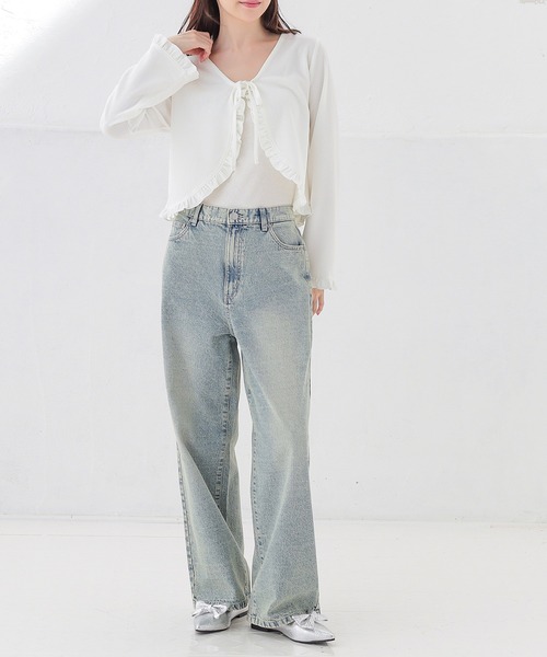 Honeys(ハニーズ)の「ストレートパンツ(股下66cm)(デニムパンツ・レディース・ブルー系その他/グレー/ブルー系その他3/ライトグレー・3L/L/LL/M/S/SS)」の12枚目の写真