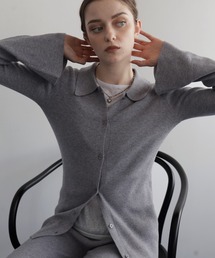 Mili affinity（ミリアフィニティー）の「フレアスリーブリブポロニットニットカーディガン（カーディガン/ボレロ）」