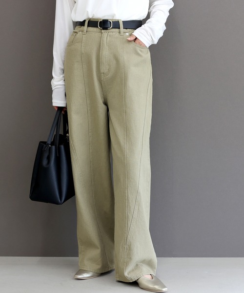 綿ツイル切替ワイドパンツ（その他パンツ）｜Aletta vita（アレッ