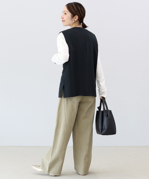 Aletta vita(アレッタビータ)の「綿ツイル切替ワイドパンツ(その他パンツ・レディース・ブラウン/ベージュ・M)」の19枚目の写真