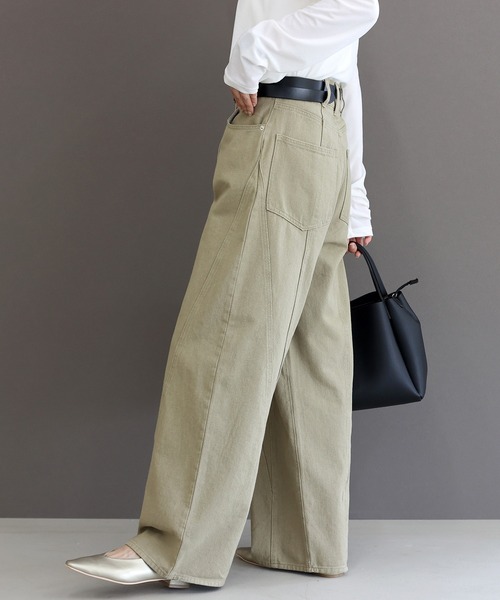 Aletta vita(アレッタビータ)の「綿ツイル切替ワイドパンツ(その他パンツ・レディース・ブラウン/ベージュ・M)」の15枚目の写真