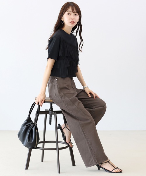 Aletta vita(アレッタビータ)の「綿ツイル切替ワイドパンツ(その他パンツ・レディース・ブラウン/ベージュ・M)」の11枚目の写真