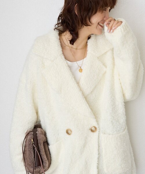 RIVE DROITE(リヴドロワ)の「【インフルエンサーYossshiiii企画】ボアライクコーディガン(その他アウター・レディース・グレイッシュベージュ/オフホワイト/チャコールグレー/モカ・FREE)」の2枚目の写真