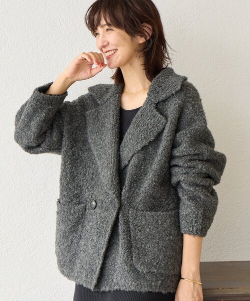 RIVE DROITE(リヴドロワ)の「【インフルエンサーYossshiiii企画】ボアライクコーディガン(その他アウター・レディース・グレイッシュベージュ/オフホワイト/チャコールグレー/モカ・FREE)」の3枚目の写真