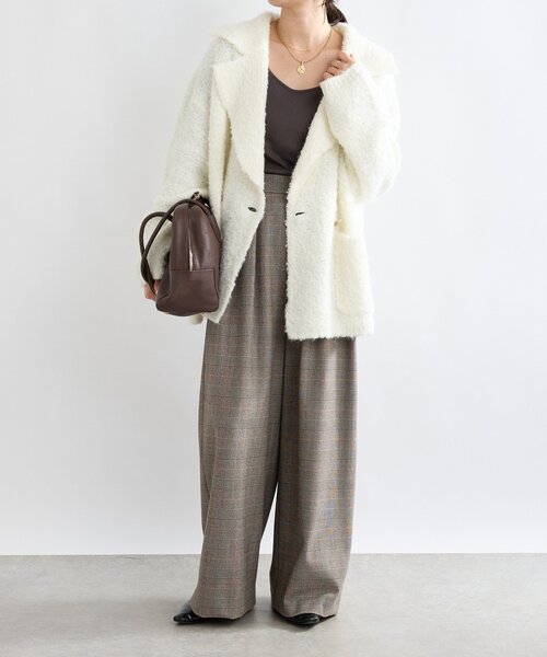 RIVE DROITE(リヴドロワ)の「【インフルエンサーYossshiiii企画】ボアライクコーディガン(その他アウター・レディース・グレイッシュベージュ/オフホワイト/チャコールグレー/モカ・FREE)」の14枚目の写真