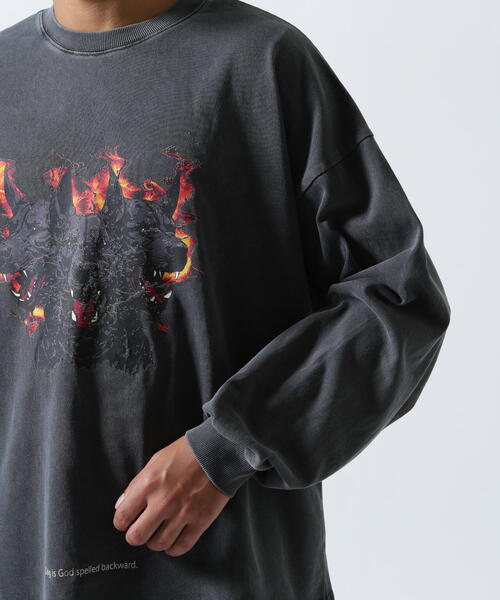 DANKE SCHON（ダンケシェーン）の「【WEB&DEPOT限定】DankeSchon/ダンケシェーン/PIGMENT L/S TEE DOG（Tシャツ/カットソー・レディース・ブラック/ベージュ・L/M）」の3枚目の写真