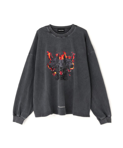 DANKE SCHON（ダンケシェーン）の「【WEB&DEPOT限定】DankeSchon/ダンケシェーン/PIGMENT L/S TEE DOG（Tシャツ/カットソー・レディース・ブラック/ベージュ・L/M）」の5枚目の写真