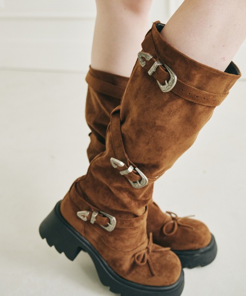 idem(イデム)の「2way kushu-kushu suede boots / 2wayスエードブーツ(ブーツ・レディース・ブラウン/ブラック・SMALL/MEDIUM/LARGE)」の7枚目の写真