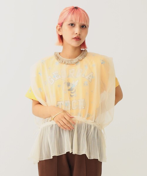BEAMS COUTURE(ビームスクチュール)の「シースルー ニットベスト(ベスト・レディース・ブラック/ベージュ/オフホワイト・ONE SIZE)」の3枚目の写真