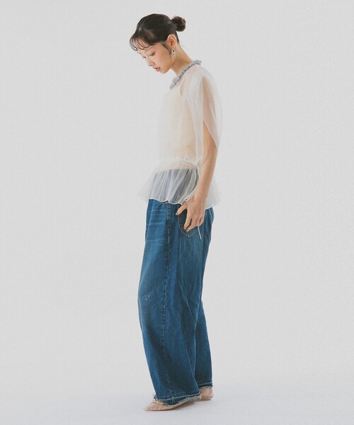 BEAMS COUTURE(ビームスクチュール)の「シースルー ニットベスト(ベスト・レディース・ブラック/ベージュ/オフホワイト・ONE SIZE)」の5枚目の写真