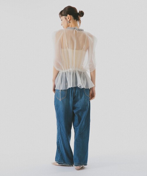 BEAMS COUTURE(ビームスクチュール)の「シースルー ニットベスト(ベスト・レディース・ブラック/ベージュ/オフホワイト・ONE SIZE)」の6枚目の写真