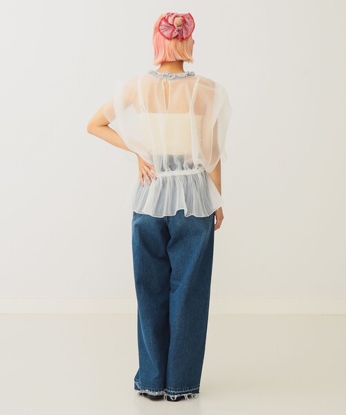 BEAMS COUTURE(ビームスクチュール)の「シースルー ニットベスト(ベスト・レディース・ブラック/ベージュ/オフホワイト・ONE SIZE)」の9枚目の写真