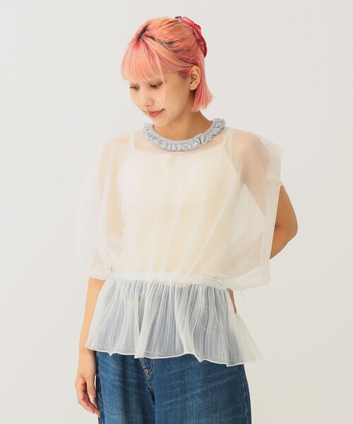 BEAMS COUTURE(ビームスクチュール)の「シースルー ニットベスト(ベスト・レディース・ブラック/ベージュ/オフホワイト・ONE SIZE)」の11枚目の写真