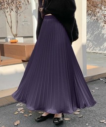 Aラインメタリックプリーツスカート
