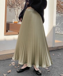 Aラインメタリックプリーツスカート