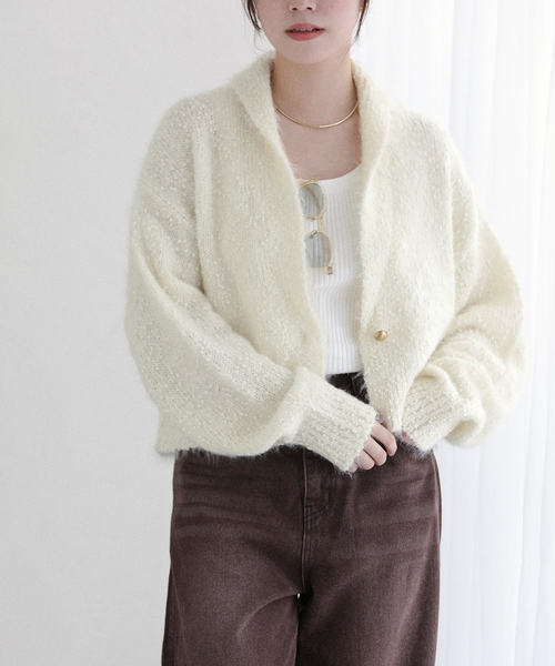 La TOTALITE(ラトータリテ)の「【洗える】ポップヤーンボレロカーディガン(カーディガン/ボレロ・レディース・ピンク/チャコールグレー/ホワイト・FREE)」の1枚目の写真