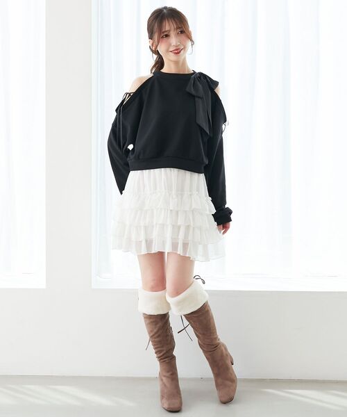 MAJESTIC LEGON（マジェスティックレゴン）の「オープンショルダーリボンスウェット（スウェット・レディース・ピンク/アイボリー/ブラック/チャコールグレー・MEDIUM）」の20枚目の写真