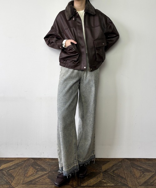 NICOLE CLUB(ニコル クラブ)の「2wayヴィンテージ加工ブルゾン(ブルゾン・レディース・オフホワイト/ブラウン・MEDIUM)」の9枚目の写真