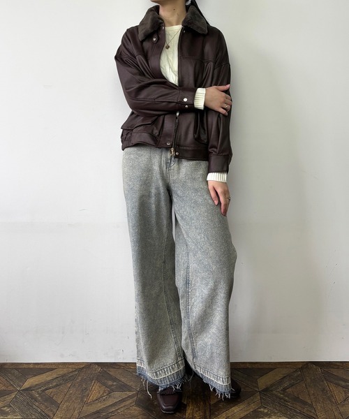 NICOLE CLUB(ニコル クラブ)の「2wayヴィンテージ加工ブルゾン(ブルゾン・レディース・オフホワイト/ブラウン・MEDIUM)」の11枚目の写真