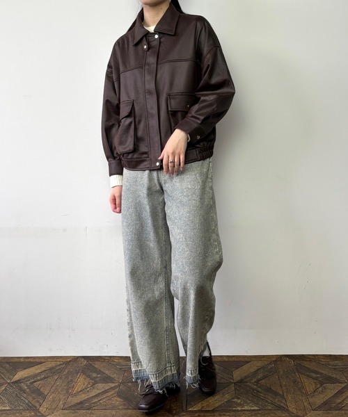 NICOLE CLUB(ニコル クラブ)の「2wayヴィンテージ加工ブルゾン(ブルゾン・レディース・オフホワイト/ブラウン・MEDIUM)」の12枚目の写真