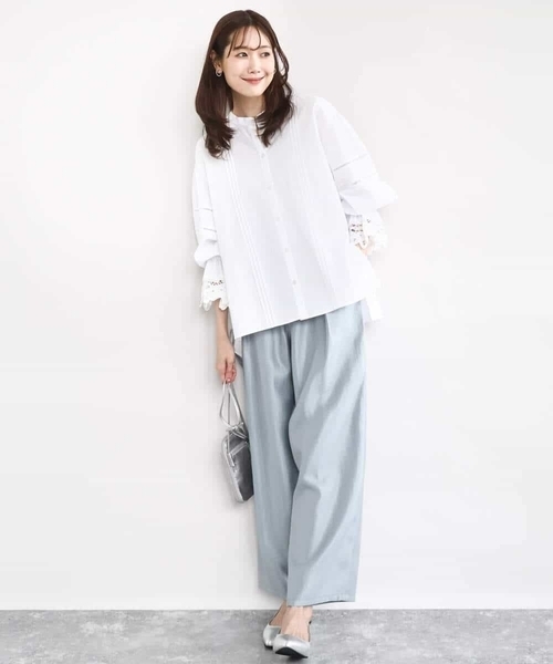 MK MICHEL KLEIN（エムケーミッシェルクラン）の「サテン地バレルパンツ/洗える（その他パンツ・レディース・ダークインディゴブルー/ベージュ・38）」の4枚目の写真