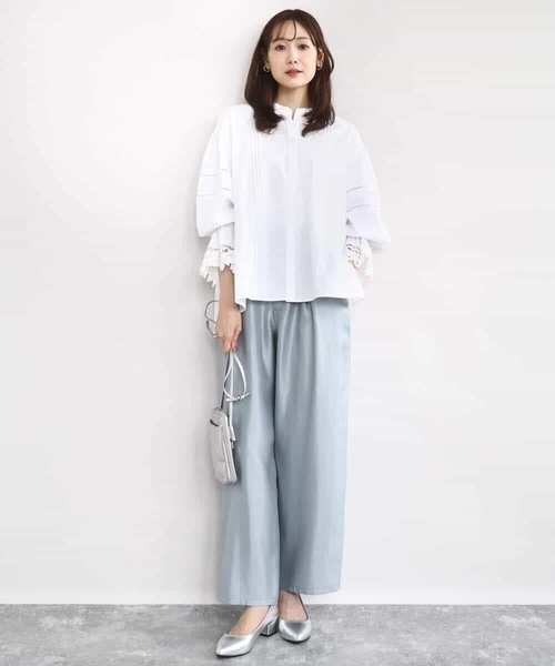 MK MICHEL KLEIN（エムケーミッシェルクラン）の「サテン地バレルパンツ/洗える（その他パンツ・レディース・ダークインディゴブルー/ベージュ・38）」の5枚目の写真