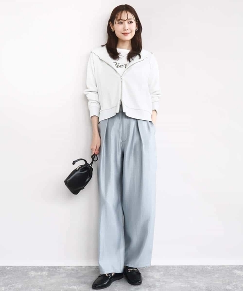 MK MICHEL KLEIN（エムケーミッシェルクラン）の「サテン地バレルパンツ/洗える（その他パンツ・レディース・ダークインディゴブルー/ベージュ・38）」の7枚目の写真