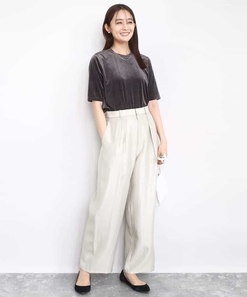 MK MICHEL KLEIN（エムケーミッシェルクラン）の「サテン地バレルパンツ/洗える（その他パンツ・レディース・ダークインディゴブルー/ベージュ・38）」の12枚目の写真