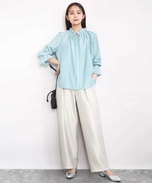 MK MICHEL KLEIN（エムケーミッシェルクラン）の「サテン地バレルパンツ/洗える（その他パンツ・レディース・ダークインディゴブルー/ベージュ・38）」の14枚目の写真