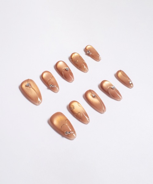 KONVINI（コンビニ）の「【not a nail】水光マグネットビジューラインデザインロングネイルチップ（ネイルシール/ネイルチップ・レディース・グレイッシュブルー/ベージュ/シルバー/スカイブルー系/ベージュ系その他・SMALL/MEDIUM）」の2枚目の写真