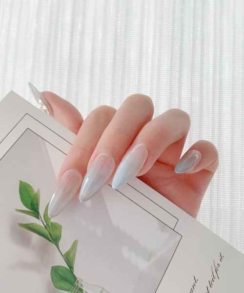KONVINI（コンビニ）の「【not a nail】水光マグネットビジューラインデザインロングネイルチップ（ネイルシール/ネイルチップ・レディース・グレイッシュブルー/ベージュ/シルバー/スカイブルー系/ベージュ系その他・SMALL/MEDIUM）」の11枚目の写真