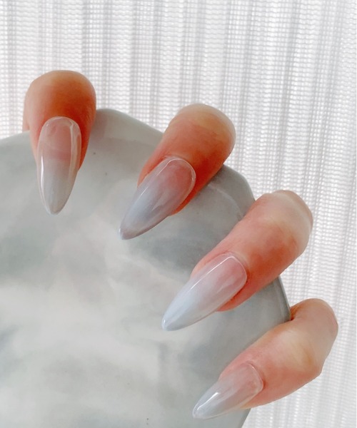 KONVINI（コンビニ）の「【not a nail】水光マグネットビジューラインデザインロングネイルチップ（ネイルシール/ネイルチップ・レディース・グレイッシュブルー/ベージュ/シルバー/スカイブルー系/ベージュ系その他・SMALL/MEDIUM）」の10枚目の写真
