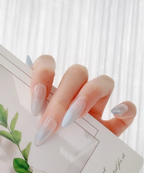 KONVINI（コンビニ）の「【not a nail】水光マグネットビジューラインデザインロングネイルチップ（ネイルシール/ネイルチップ・レディース・グレイッシュブルー/ベージュ/シルバー/スカイブルー系/ベージュ系その他・SMALL/MEDIUM）」の13枚目の写真