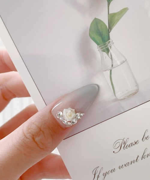 KONVINI（コンビニ）の「【not a nail】水光マグネットビジューラインデザインロングネイルチップ（ネイルシール/ネイルチップ・レディース・グレイッシュブルー/ベージュ/シルバー/スカイブルー系/ベージュ系その他・SMALL/MEDIUM）」の15枚目の写真