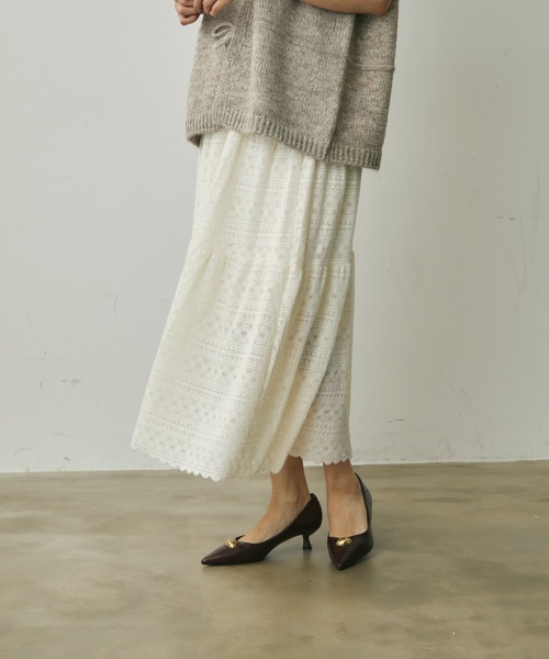 Lunea(ルネア)の「花柄レースロングスカート(スカート・レディース・ホワイト/ブラック/ベージュ・FREE)」の20枚目の写真