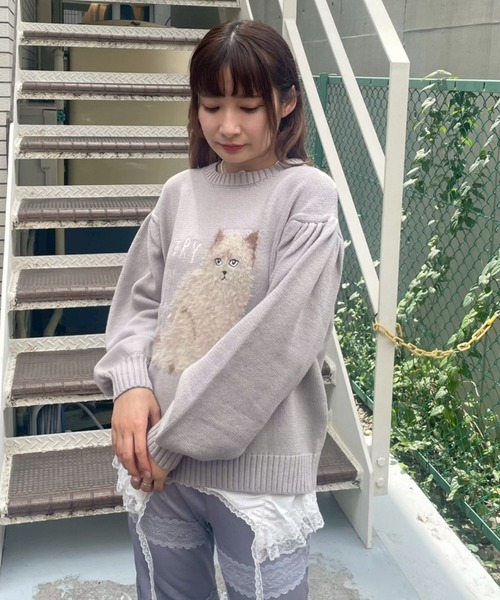 Candy Stripper(キャンディストリッパー)の「MEOW VOLUME SLEEVE ニット(ニット/セーター・レディース・オフホワイト/グレー/ブラック・FREE)」の13枚目の写真