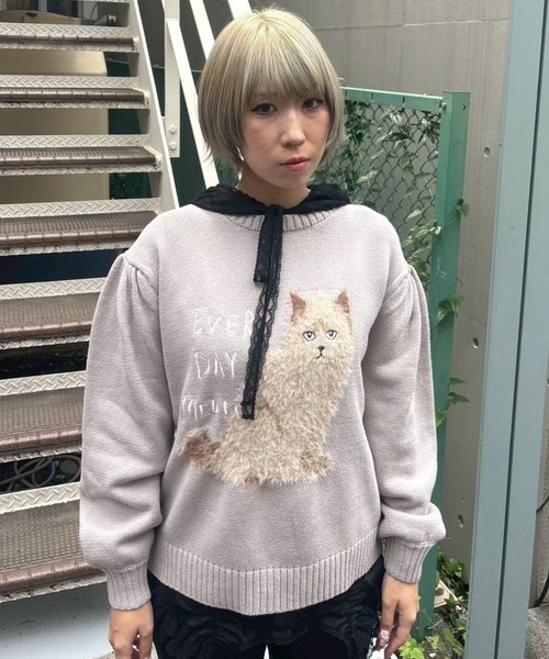 Candy Stripper(キャンディストリッパー)の「MEOW VOLUME SLEEVE ニット(ニット/セーター・レディース・オフホワイト/グレー/ブラック・FREE)」の17枚目の写真