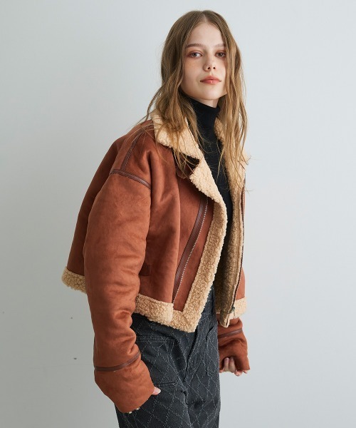 セール】フェイクムートンショートジャケット / Faux Shearling Short