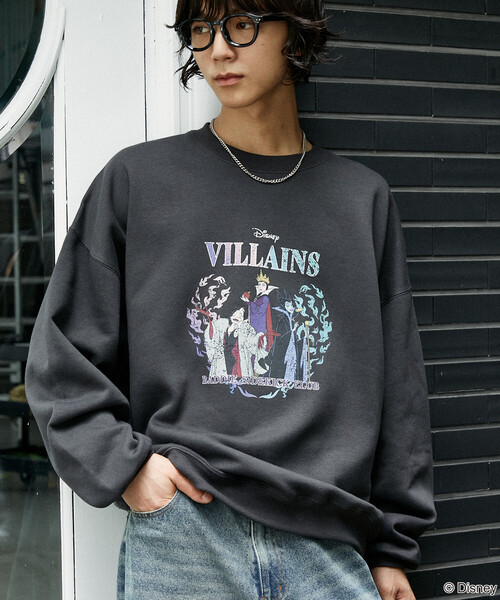 PUBLUX（パブリュクス）の「PUBLUX/パブリュクス 別注 'Disney VILLAINS' SWEAT/'ディズニーヴィランズ' プリントスウェット(限定展開)（スウェット・メンズ・チャコールグレー/ライトグレー・MEDIUM/LARGE/SMALL）」の3枚目の写真