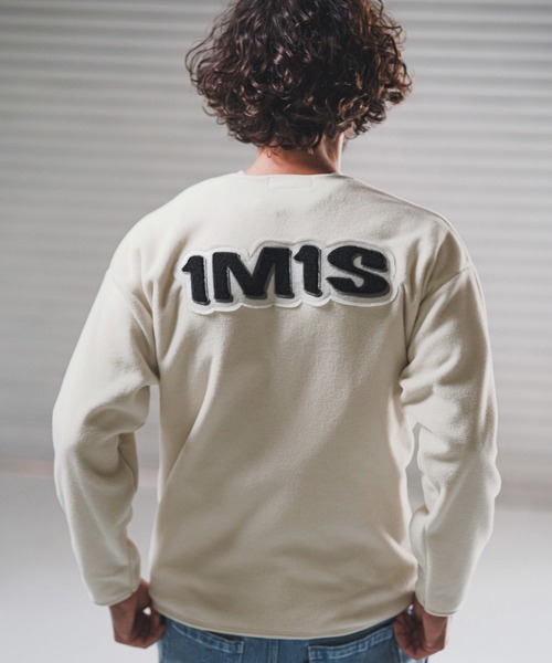 1minute 1second(ワンミニットワンセカンド)の「msw1782-microfleece sweatshirt with 1M1S chenille embroidered patch フリーストレーナー(1M25F290)(スウェット・メンズ・ネイビー/ナチュラル/ブラック・XXL/XL/L/M)」の2枚目の写真