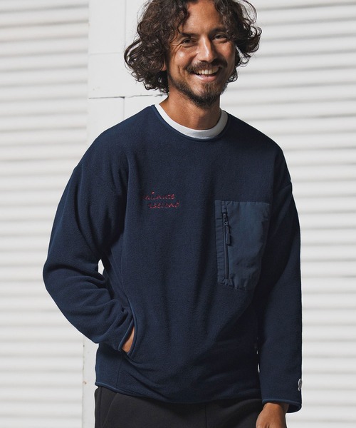 1minute 1second(ワンミニットワンセカンド)の「msw1782-microfleece sweatshirt with 1M1S chenille embroidered patch フリーストレーナー(1M25F290)(スウェット・メンズ・ネイビー/ナチュラル/ブラック・XXL/XL/L/M)」の3枚目の写真