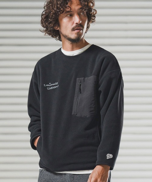1minute 1second(ワンミニットワンセカンド)の「msw1782-microfleece sweatshirt with 1M1S chenille embroidered patch フリーストレーナー(1M25F290)(スウェット・メンズ・ネイビー/ナチュラル/ブラック・XXL/XL/L/M)」の15枚目の写真