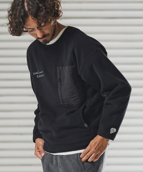 1minute 1second(ワンミニットワンセカンド)の「msw1782-microfleece sweatshirt with 1M1S chenille embroidered patch フリーストレーナー(1M25F290)(スウェット・メンズ・ネイビー/ナチュラル/ブラック・XXL/XL/L/M)」の19枚目の写真