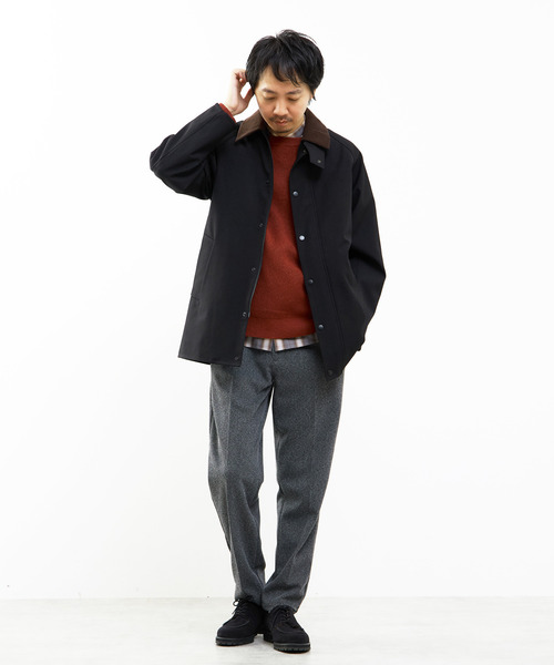 MEN'S MELROSE（メンズメルローズ）の「ボンディングツイルステンカラーブルゾン | 防風（ブルゾン・メンズ・ブラック/カーキ・2/3/4/5）」の6枚目の写真