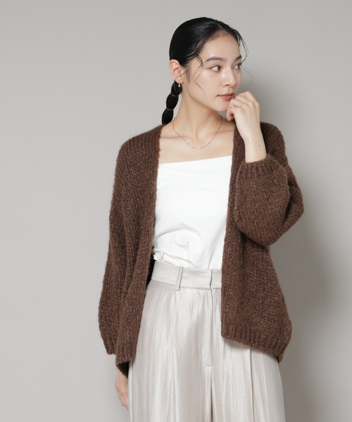 TRICOTS JEAN MARC（トリコットジーンマルク）の「TRICOTS JEAN MARC/ニットカーディガン（ニット/セーター・レディース・ダークブラウン/グレー/グレイッシュベージュ・FREE）」の9枚目の写真