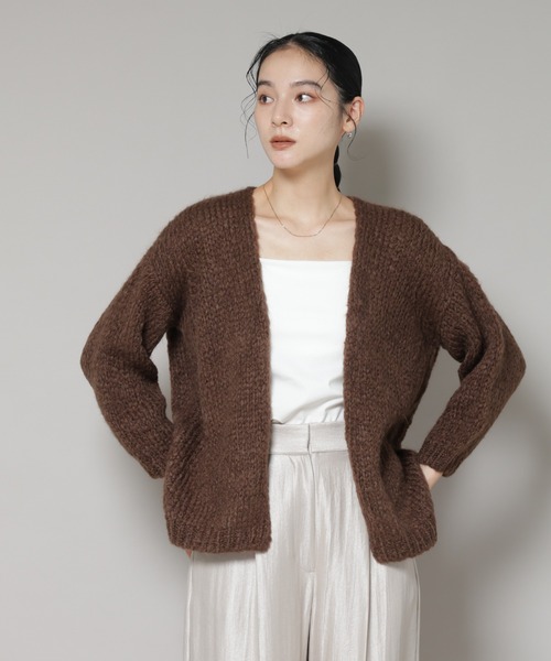 TRICOTS JEAN MARC（トリコットジーンマルク）の「TRICOTS JEAN MARC/ニットカーディガン（ニット/セーター・レディース・ダークブラウン/グレー/グレイッシュベージュ・FREE）」の11枚目の写真