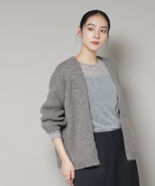 TRICOTS JEAN MARC（トリコットジーンマルク）の「TRICOTS JEAN MARC/ニットカーディガン（ニット/セーター・レディース・ダークブラウン/グレー/グレイッシュベージュ・FREE）」の17枚目の写真