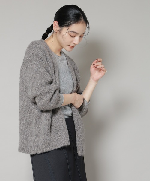 TRICOTS JEAN MARC（トリコットジーンマルク）の「TRICOTS JEAN MARC/ニットカーディガン（ニット/セーター・レディース・ダークブラウン/グレー/グレイッシュベージュ・FREE）」の18枚目の写真