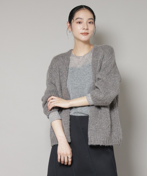 TRICOTS JEAN MARC（トリコットジーンマルク）の「TRICOTS JEAN MARC/ニットカーディガン（ニット/セーター・レディース・ダークブラウン/グレー/グレイッシュベージュ・FREE）」の19枚目の写真