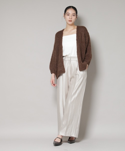 TRICOTS JEAN MARC（トリコットジーンマルク）の「TRICOTS JEAN MARC/ニットカーディガン（ニット/セーター・レディース・ダークブラウン/グレー/グレイッシュベージュ・FREE）」の14枚目の写真